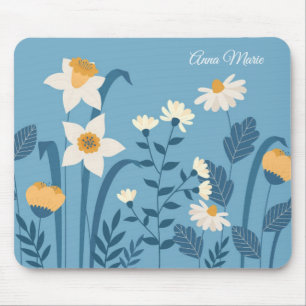 Mousepad Margaridas Botânico Azul Floral