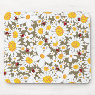 Mousepad Margaridas brancas do verão e joaninhas vermelhos