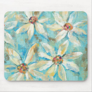 Mousepad Margaridas brancas no azul