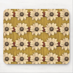 Mousepad Margaridas de madeira cinzeladas mão