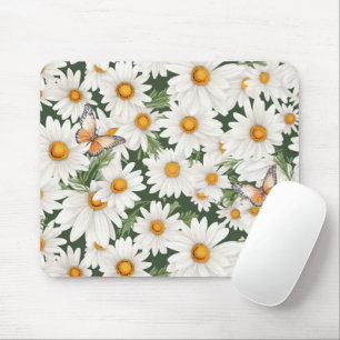 Mousepad Margaridas e Borboletas Aquarelas