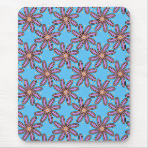 Mousepad Margaridas Roxas Lindas em Azul