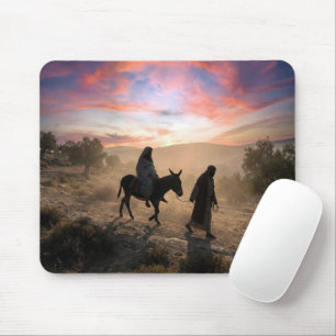 Mousepad Maria e José viajando em uma estrada poeirenta