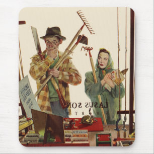 Mousepad Marido e Mulher Antigos com Ferramentas de Jardina