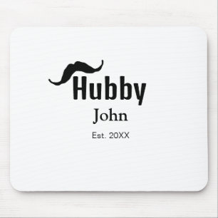 Mousepad marido Hubby adiciona nome data ano bigode simples
