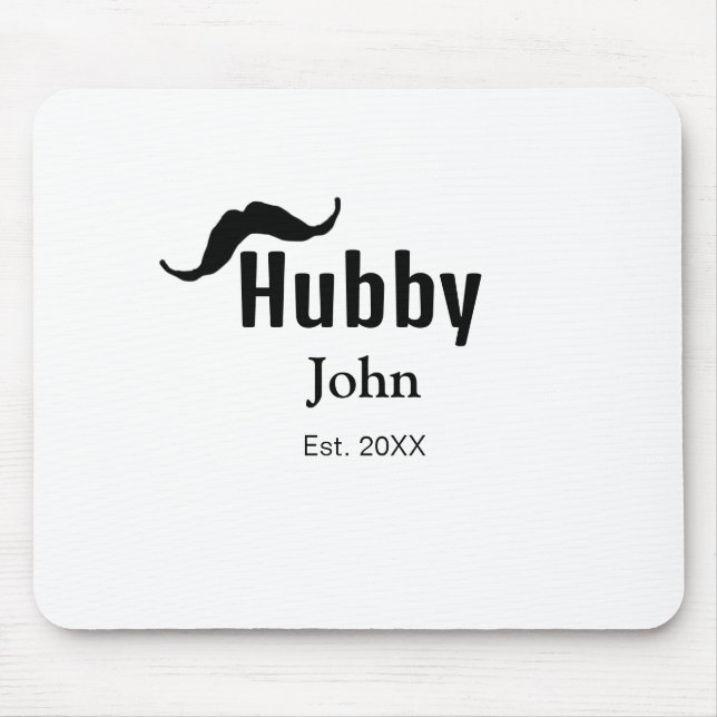 Mousepad marido Hubby adiciona nome data ano bigode simples (Frente)