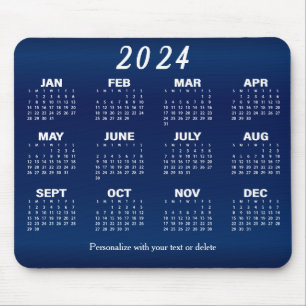 Mousepad marinho Azul de Design de Mês Grande do Calendár