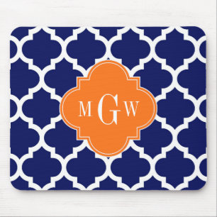 Mousepad Marinho Azul Wt Chevron Pumpkin Quatrefoil 3 Monog