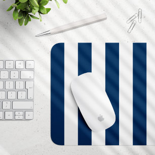 Mousepad Marinho Blue Stripes, White Stripes, Padrão Stripe