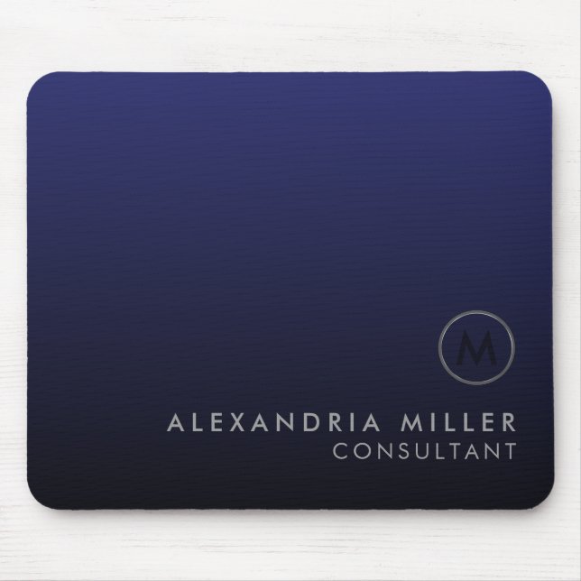 Mousepad Marinho de luxo elegante, prata azul (Frente)