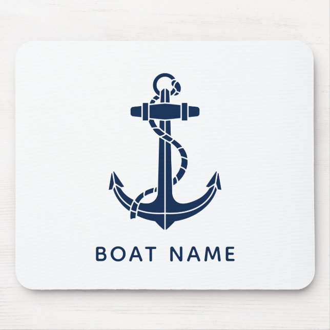 Mousepad Marinho de Nome de Barco Moderno - Tripulação de Â (Frente)