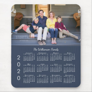 Mousepad Marinho de Nome de Foto Personalizado Calendário