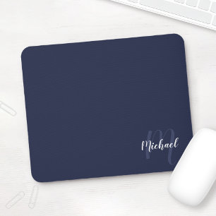 Mousepad Marinho de Script Personalizado Monograma e Nome A