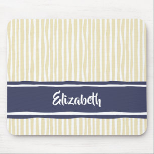 Mousepad Marinho e Creme de Pintura de Ondas com Nome