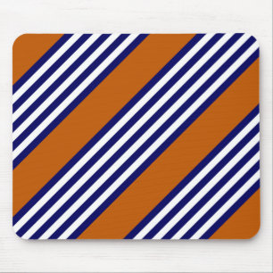 Mousepad Marinho, listras brancas e azuis com laranja queim