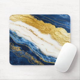 Mousepad Marinho Luxurioso Azul e Dourado Mármaco Folha