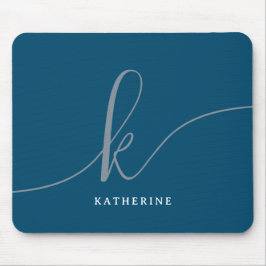 Mousepad Marinho Monograma com na moda Script