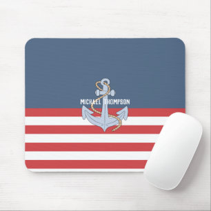 Mousepad Marinho náutico de pré-disquete moderno com âncora