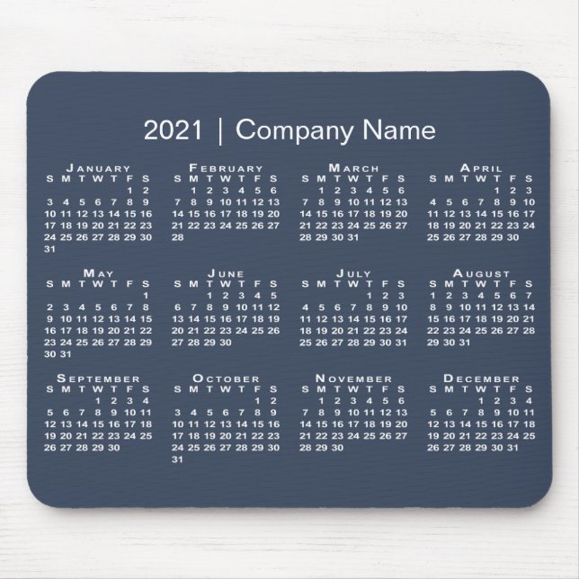 Mousepad Marinho Simples Azul Branco 2021 Nome da Empresa d (Frente)