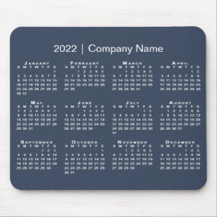 Mousepad Marinho Simples Branco 2022 Calendário Nome da Emp