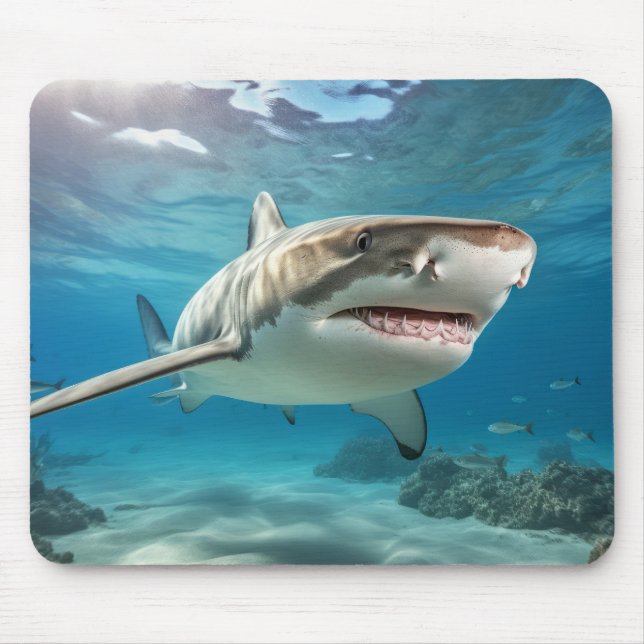 Mousepad Marinho-Tubarão - Oceano Azul Profundo (Frente)