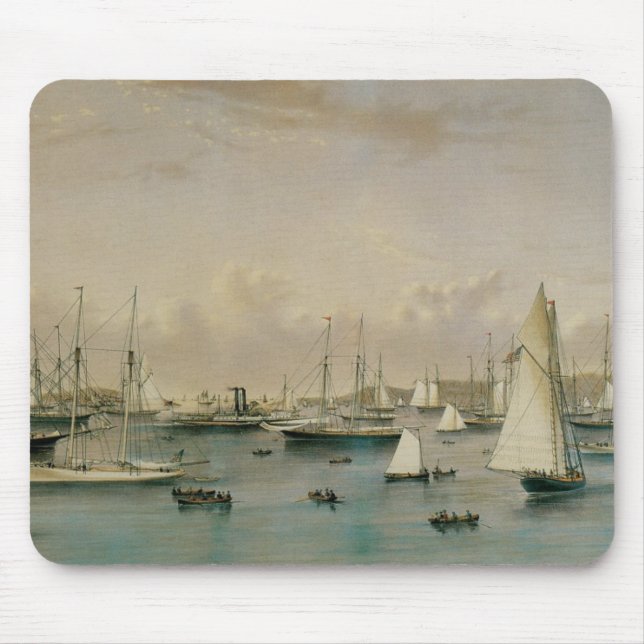 Mousepad Marítimo Antigo, Esquadra de Iates no Porto de New (Frente)