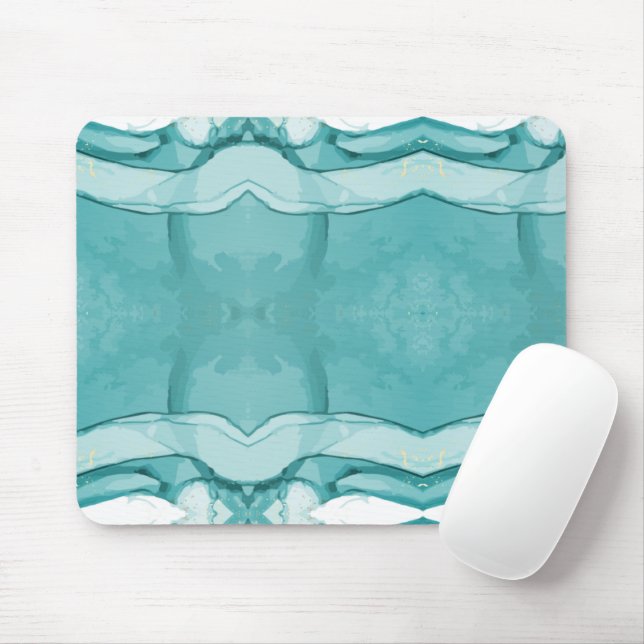 Mousepad Mármore Azul Claro Padrão Moderno Elegante (Com mouse)