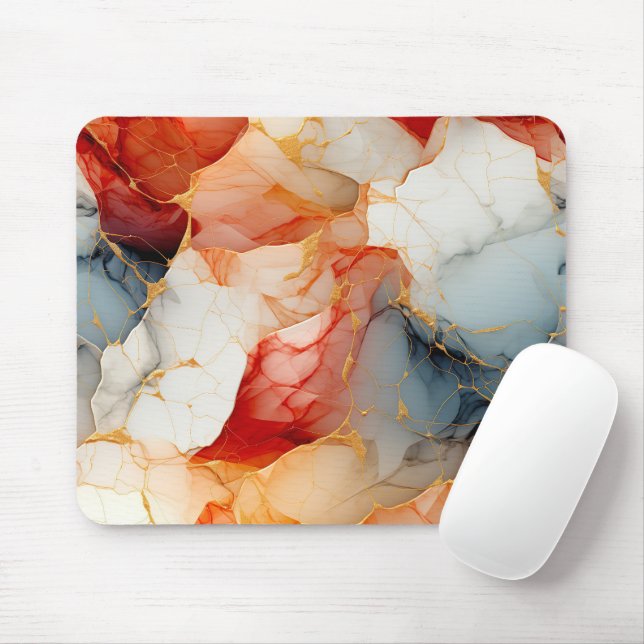 Mousepad Mármore Bege e Marfim com Veias Douradas (Com mouse)