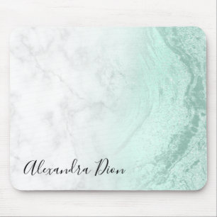 Mousepad Mármore branco brilhante da menta verde