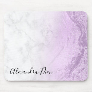 Mousepad Mármore branco de relva roxa elegante