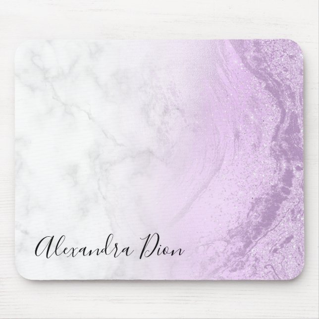 Mousepad Mármore branco de relva roxa elegante (Frente)