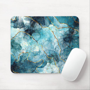 Mousepad Mármore brilhante azul e dourado