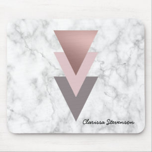 Mousepad mármore cinzento do branco dos triângulos do ros
