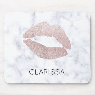 Mousepad mármore cor-de-rosa feminino elegante do branco