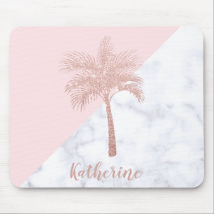 Mousepad Mármore cor-de-rosa feminino elegante do branco d