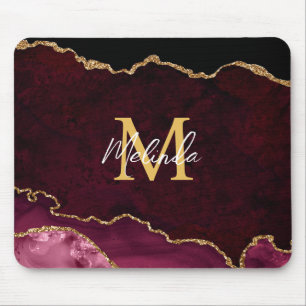 Mousepad Mármore de Ágata Vermelho e Dourado