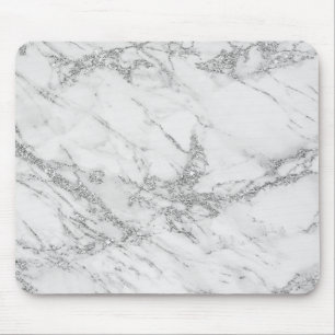 Mousepad Mármore de prata cinzento branco chique elegante