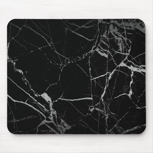 Mousepad Mármore de Veia Negra e Prateada (Frente)