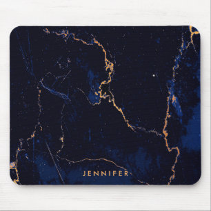 Mousepad Mármore do ouro dos azuis marinhos