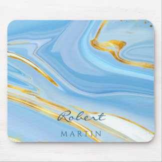 Mousepad Mármore Dourado do Céu Azul Personalizável