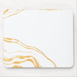 Mousepad Mármore Dourado e Branco Minimalista