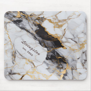 Mousepad Mármore Dourado Preto Estabelecido Personalizado