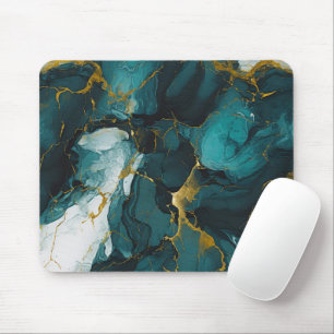 Mousepad Mármore Esmeralda com Veias Douradas