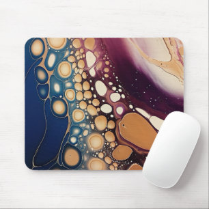Mousepad Mármore Fluido Celestial em Ouro Meia-Noite