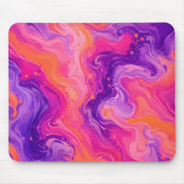 Mousepad Mármore Fluido Roxo Laranja (Frente)