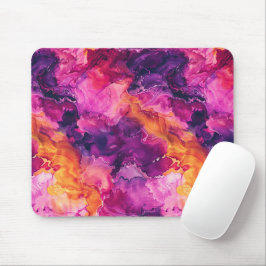Mousepad Mármore Fluido Roxo Rosa Laranja