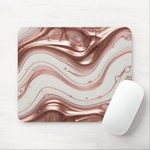 Mousepad Mármore Líquido Metálico Dourado Rosa