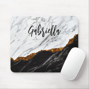 Mousepad Mármore Negro e Branco