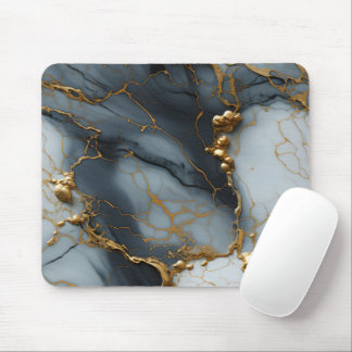 Mousepad Mármore Ônix Fumê com Veias Douradas