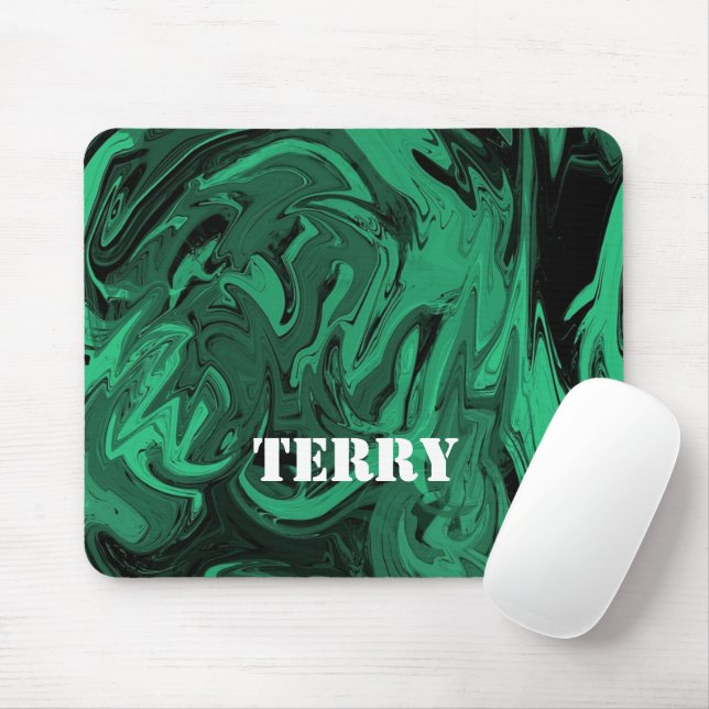 Mousepad Mármore polido verde e preto (Com mouse)
